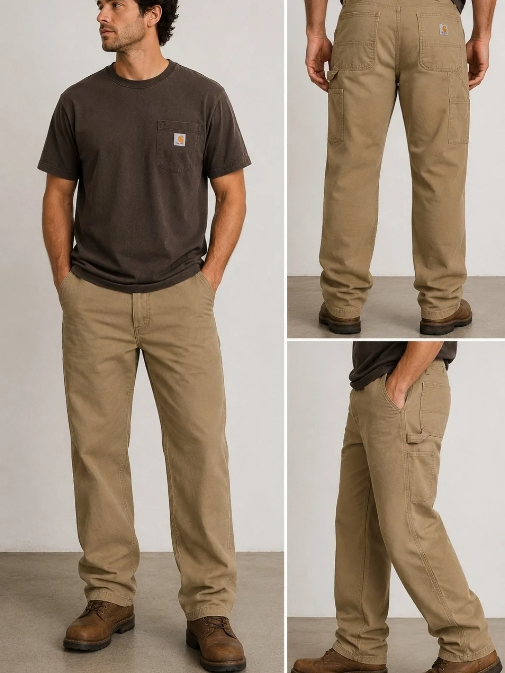 Carhartt Relaxed Fit Carpenter Work Pants Men's 36x32 Khaki Cotton